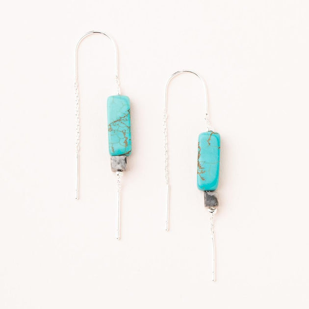 Rectangle Stone Earring in Turquoise/Black/Silver
