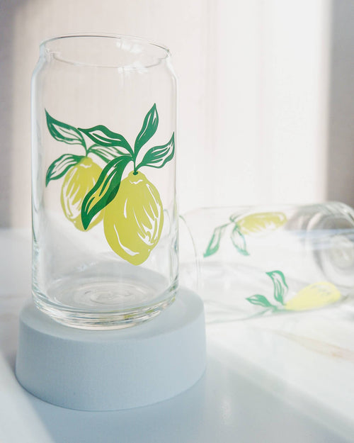 Lemons 16 oz Soda Can Beverage Drinking Glass