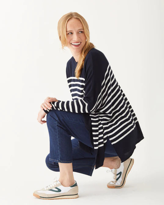 Catalina Sweater in Navy Ink Stripes