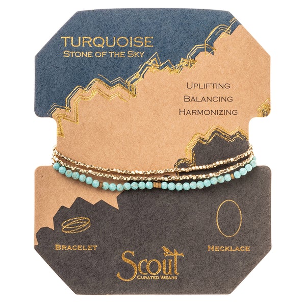 Delicate Stone Wrap Bracelet in Turquoise/Gold