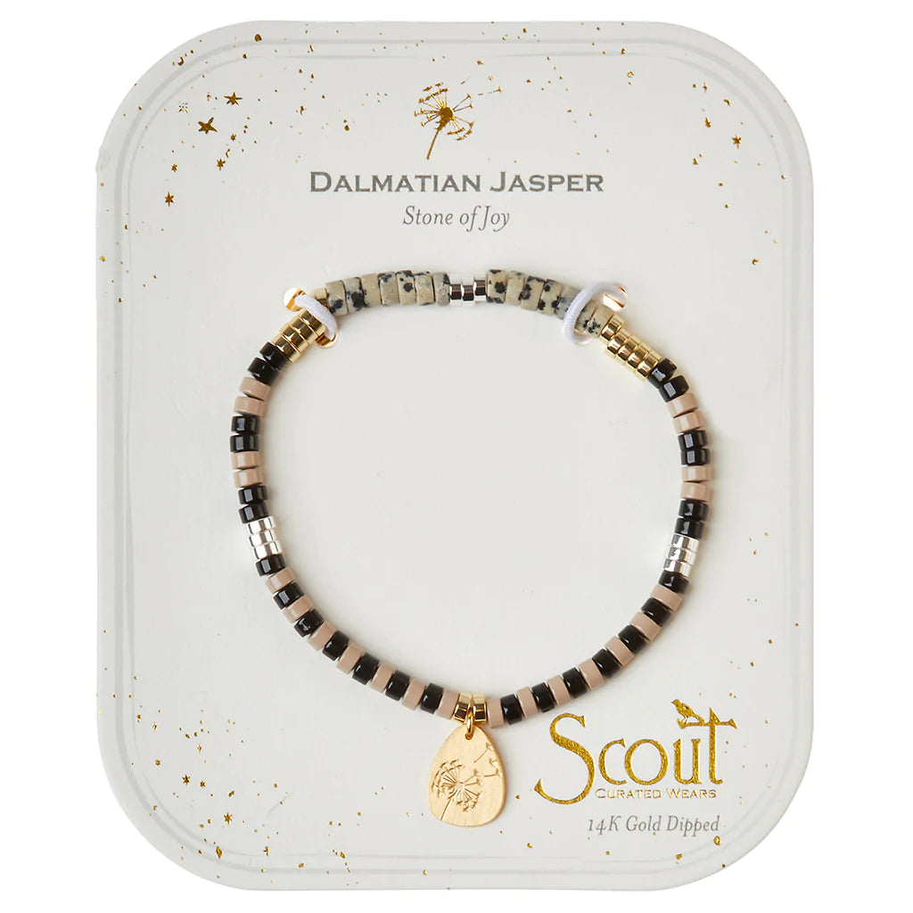 Stone Intention Charm Bracelet - Dalmatian Jasper/Gold