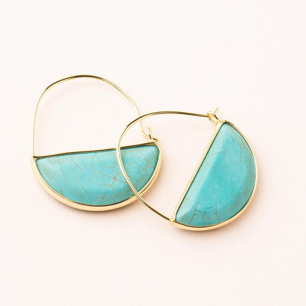Stone Prism Hoop in Turquoise/Gold