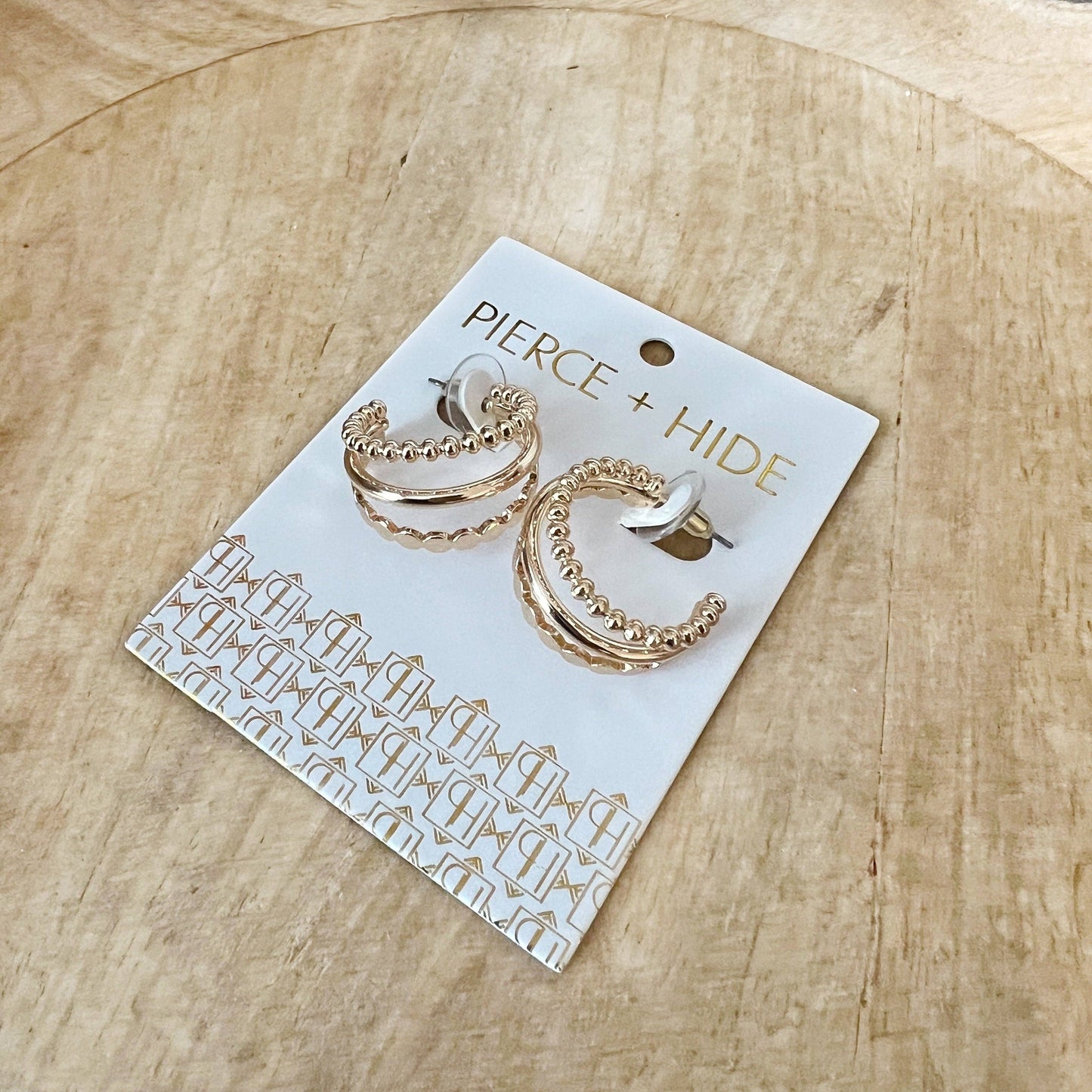 Petite Gold Tri Hoop Earrings