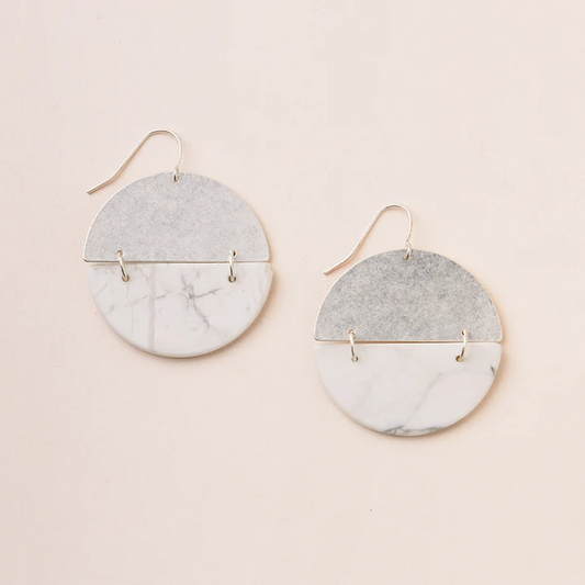 Stone Full Moon Earrings - Howlite/Silver
