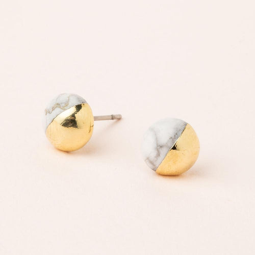 Dipped Stone Stud in Howlite/Gold