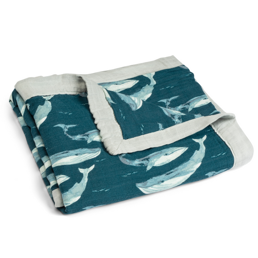 Big Lovey Blanket in Blue Whales