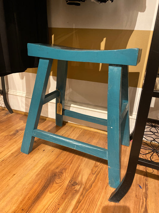 Teal Curved Top Stool
