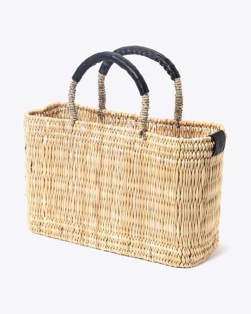 Medina Market Basket with Black Leather Handle Small