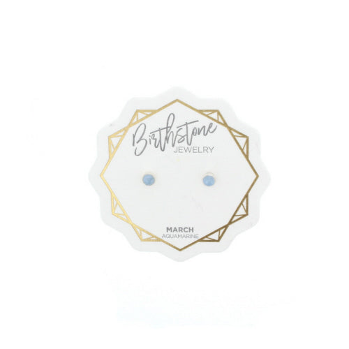Silver Birthstone Stud Earring