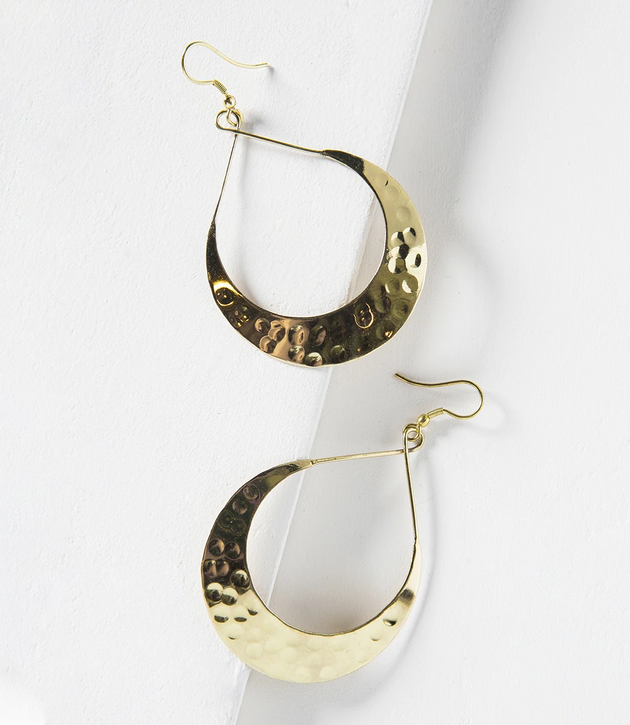 Lunar Crescent Earrings in Gold