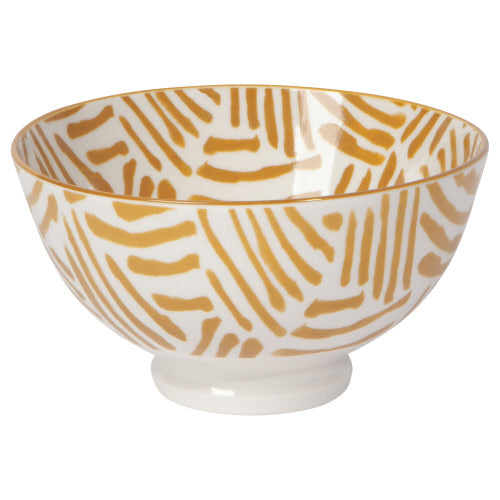 Ochre Lines Stamped Bowl - 4"